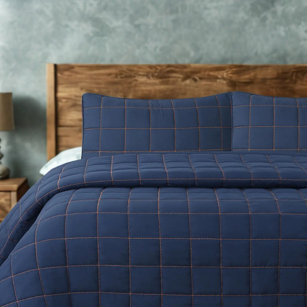 Alora Çift Kişilik Yatak Örtüsü Takımı - Lacivert