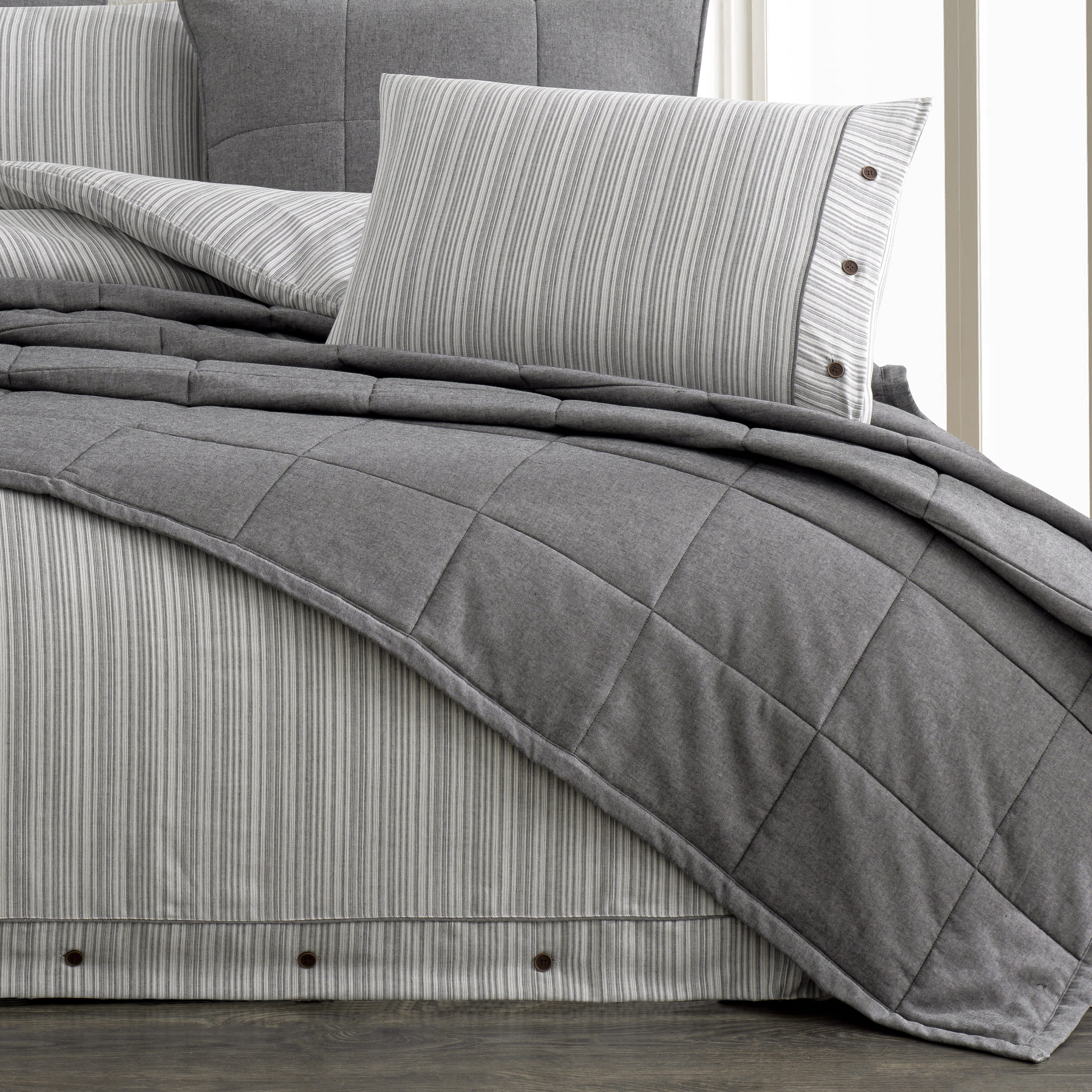 Olive Çift Kişilik Yatak Örtüsü Seti - Gri