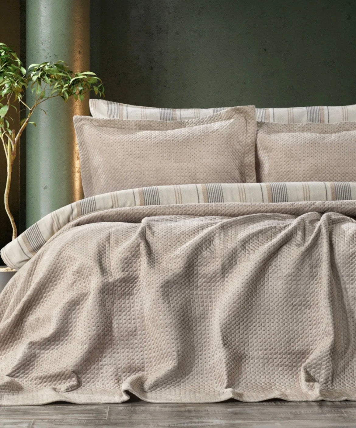 Scala Çift Kişilik Yatak Örtüsü - Bej