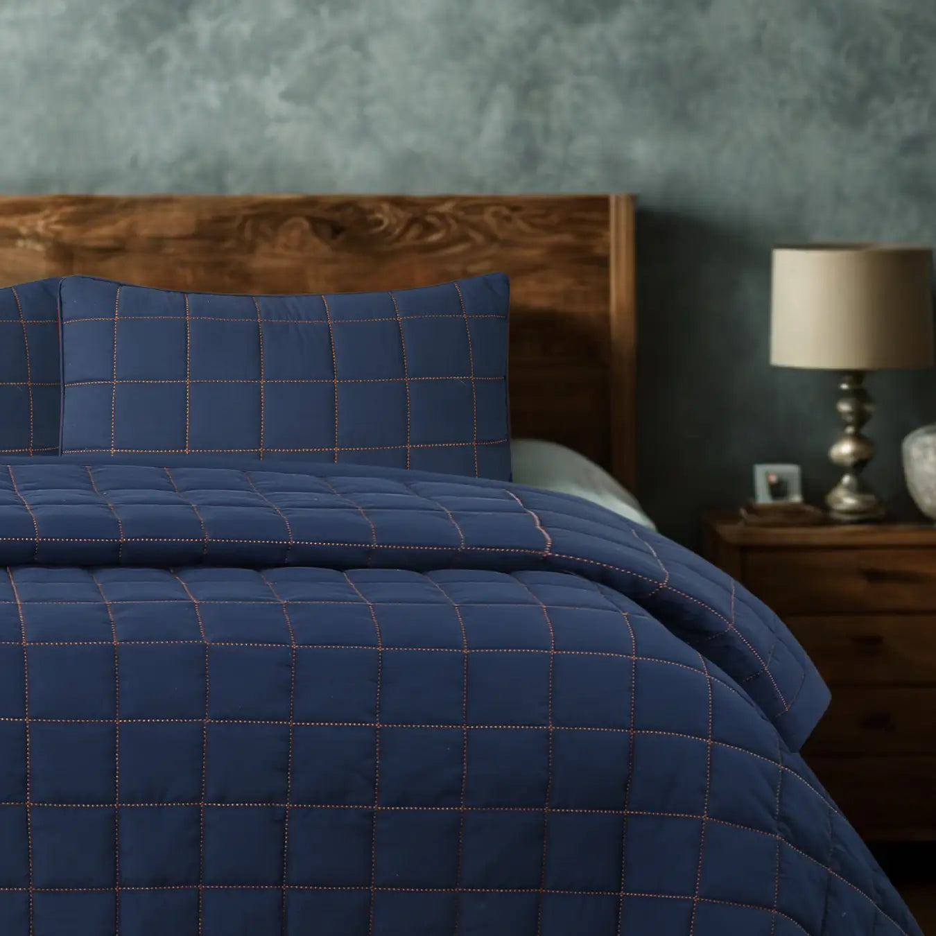 Alora Çift Kişilik Yatak Örtüsü Takımı - Lacivert