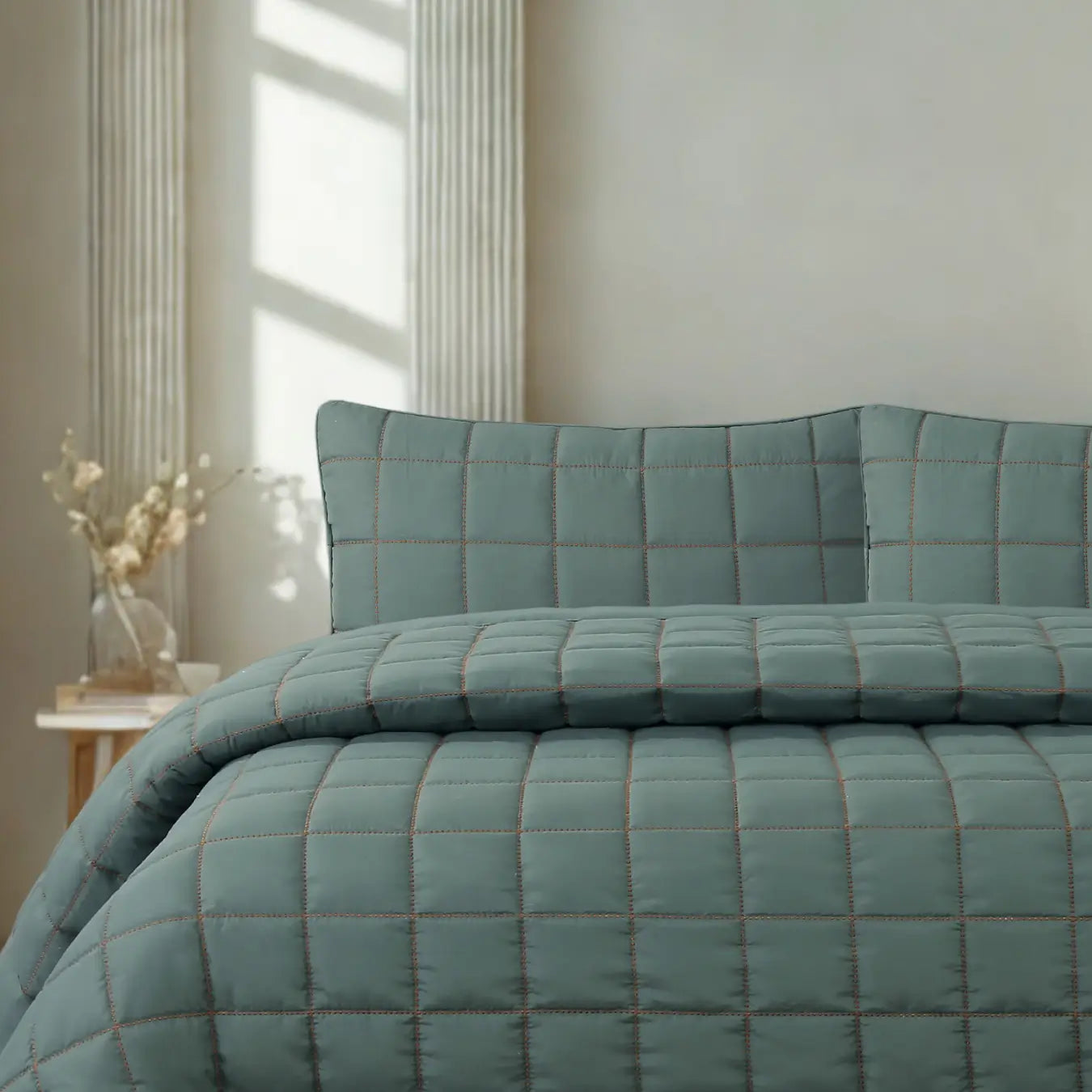 Alora Çift Kişilik Yatak Örtüsü Takımı - Yeşil