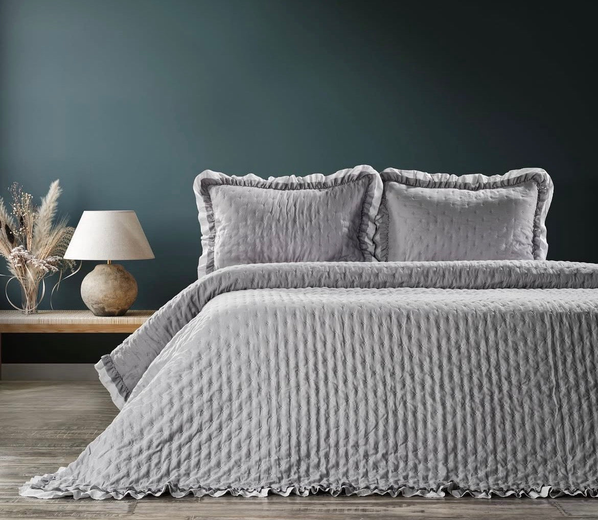 Lima Çift Kişilik Yatak Örtüsü - Gri