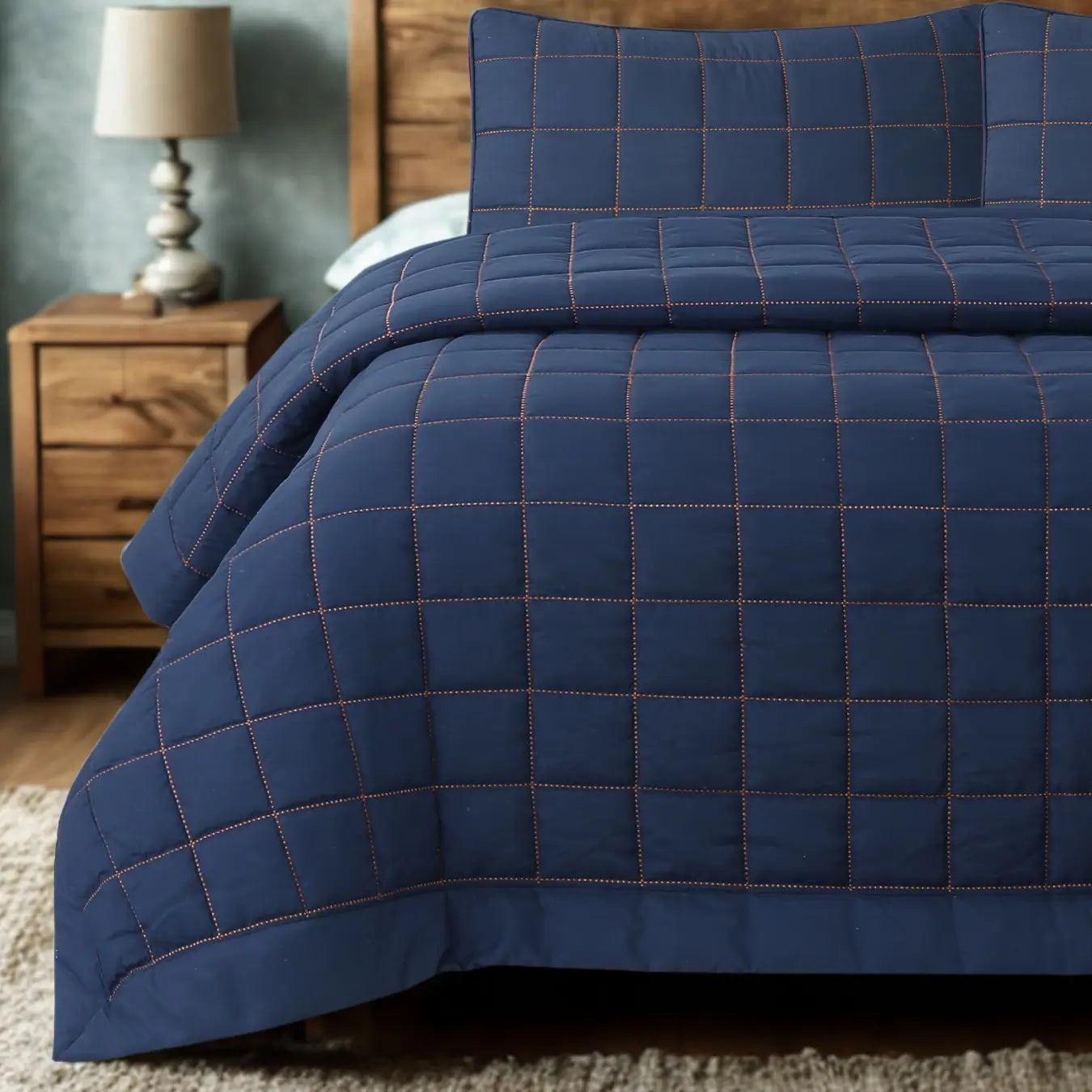 Alora Çift Kişilik Yatak Örtüsü Takımı - Lacivert