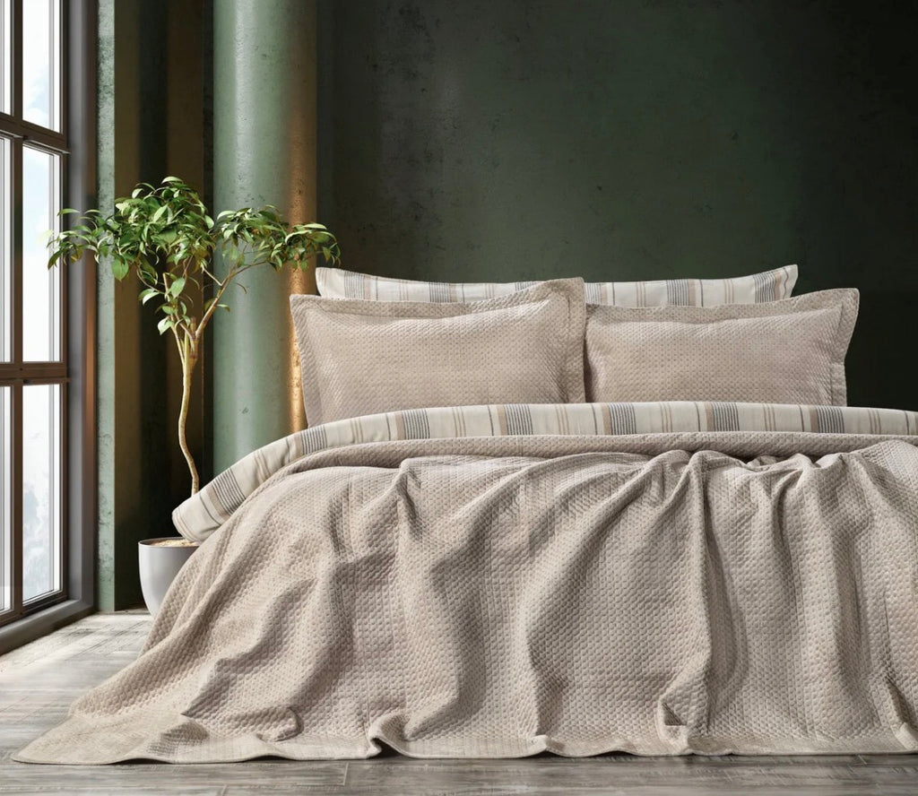 Scala Çift Kişilik Yatak Örtüsü - Bej