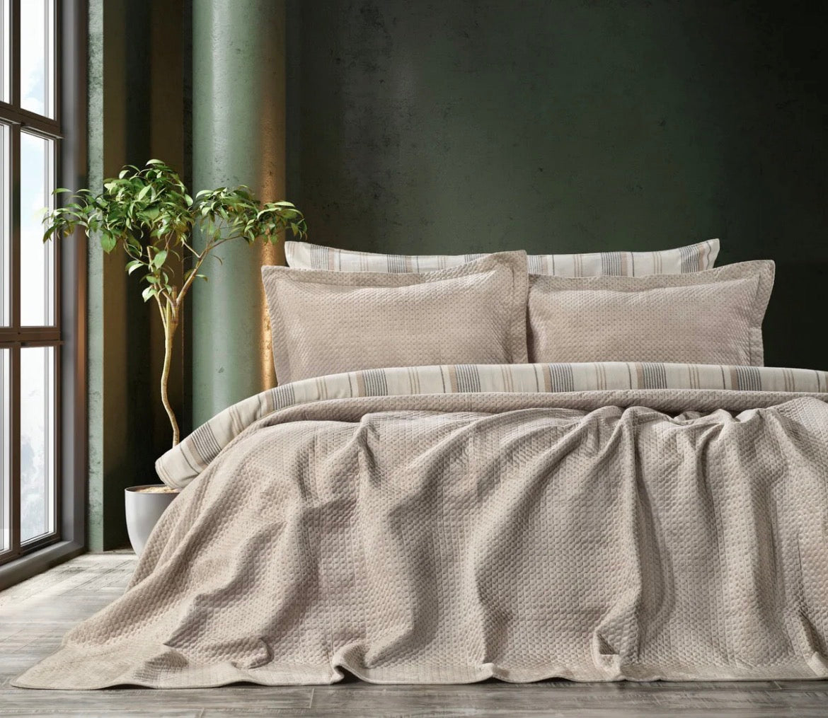 Scala Çift Kişilik Yatak Örtüsü - Bej