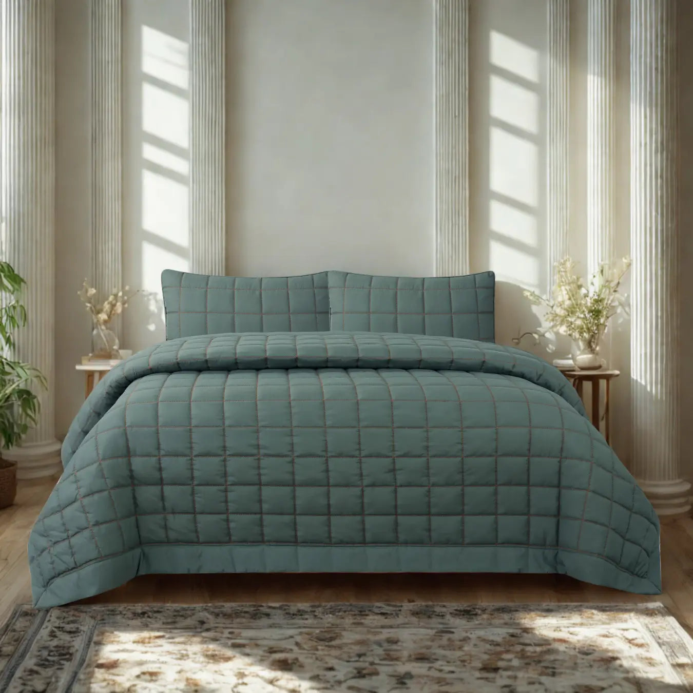 Alora Çift Kişilik Yatak Örtüsü Takımı - Yeşil