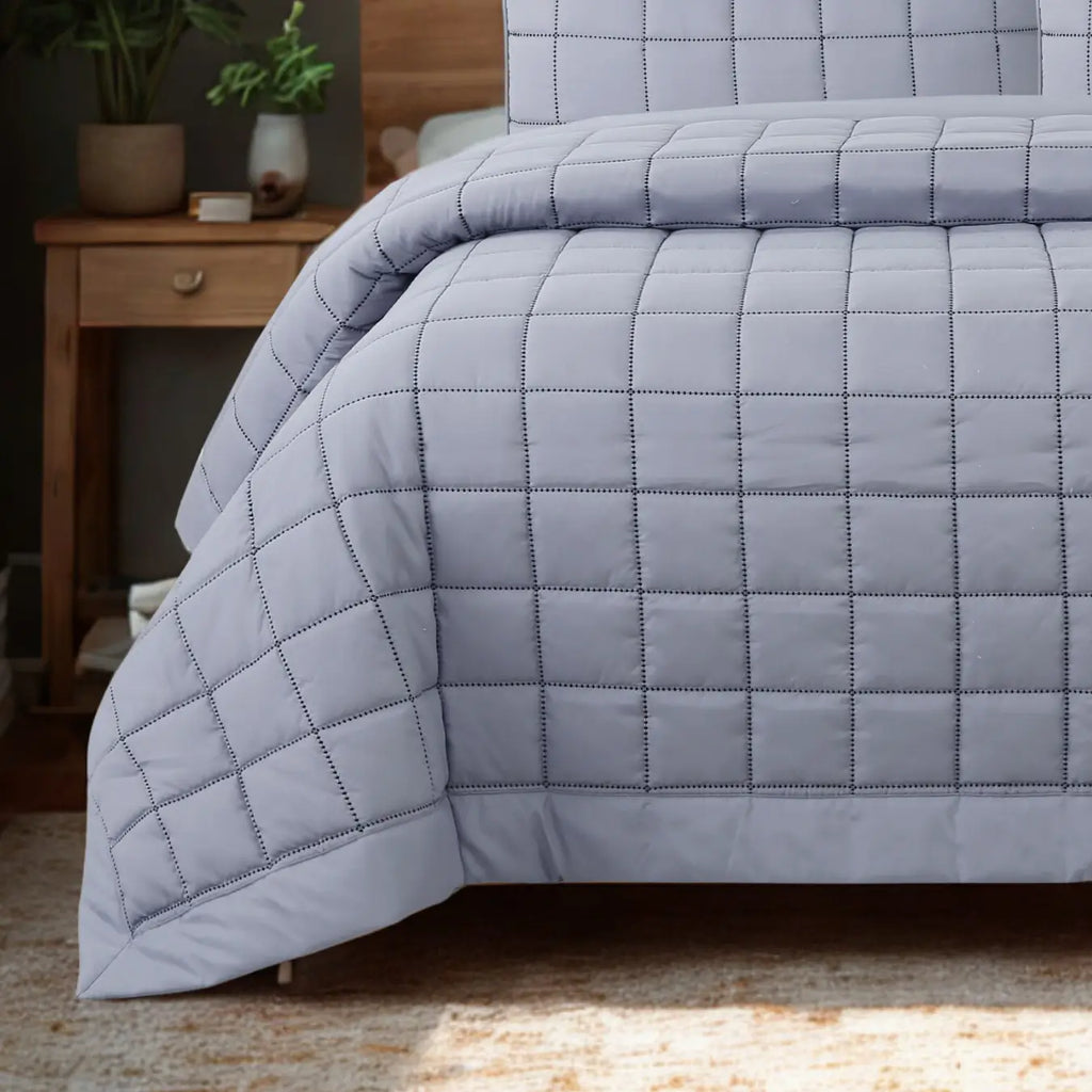 Alora Çift Kişilik Yatak Örtüsü Takımı - Gri