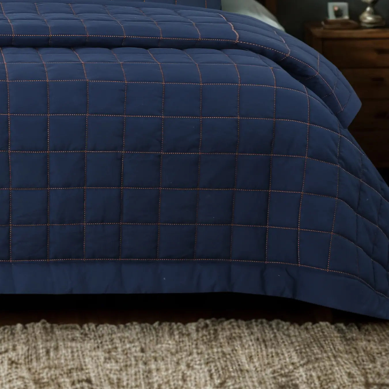 Alora Çift Kişilik Yatak Örtüsü Takımı - Lacivert