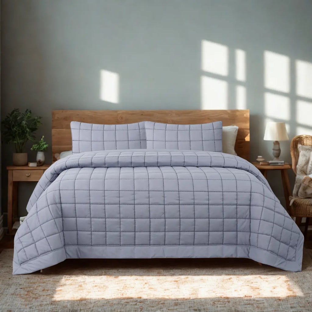 Alora Çift Kişilik Yatak Örtüsü Takımı - Gri