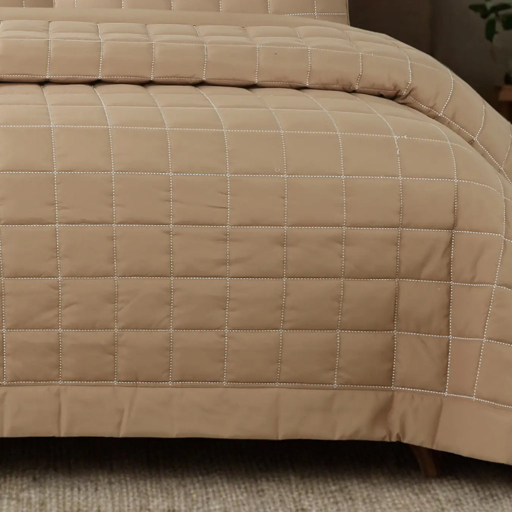 Alora Çift Kişilik Yatak Örtüsü Takımı - Kahverengi