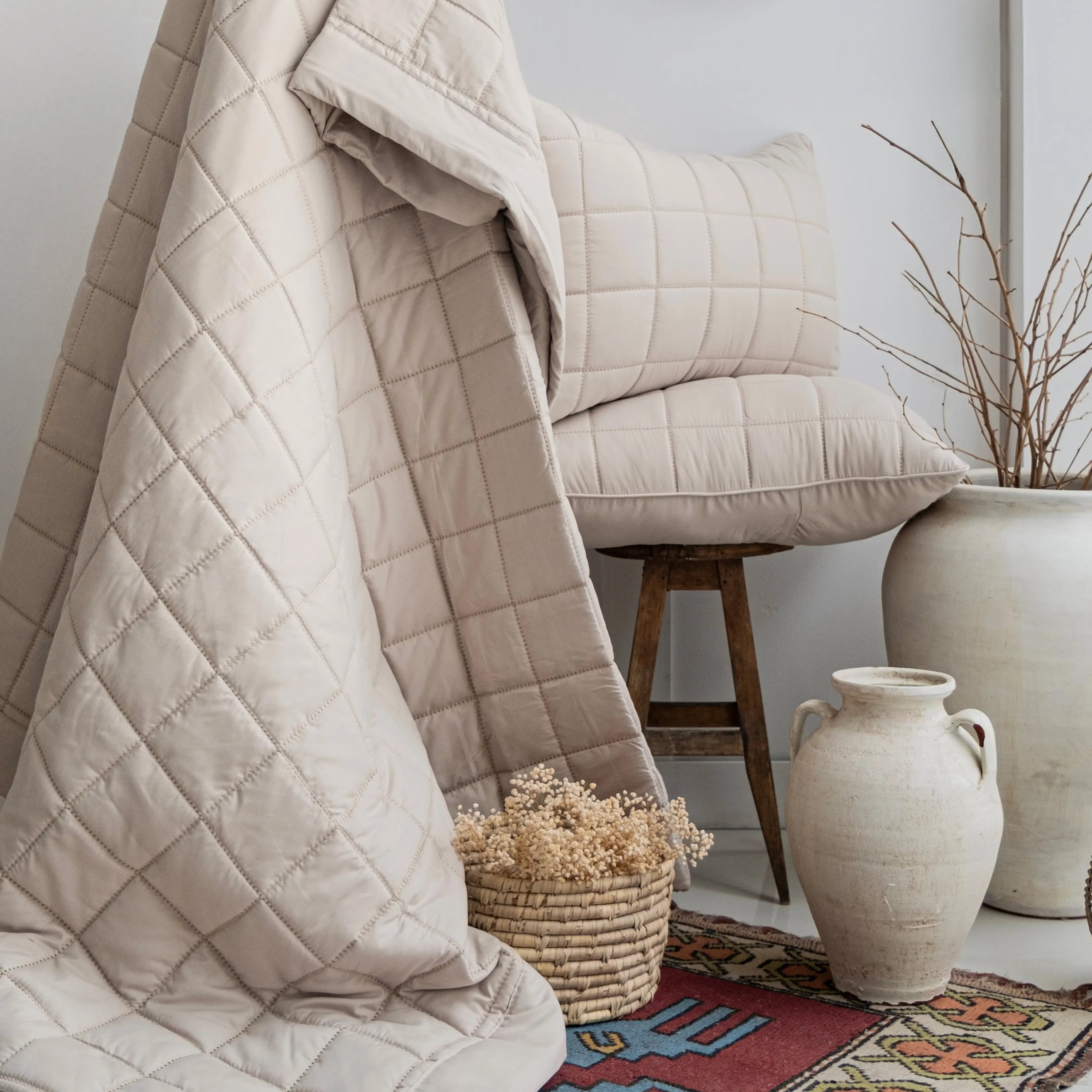 Alora Çift Kişilik Yatak Örtüsü Takımı - Ekru