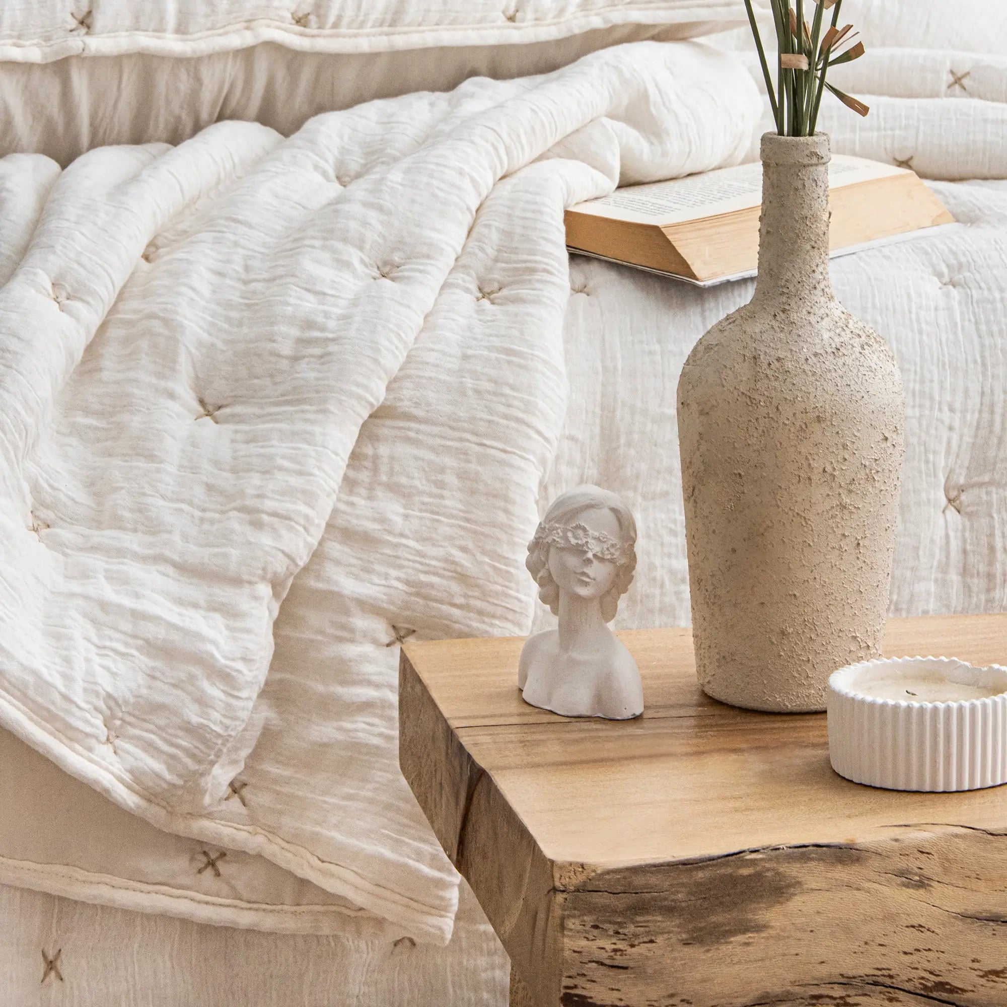 Rita Çift Kişilik Yatak Örtüsü Takımı - Krem