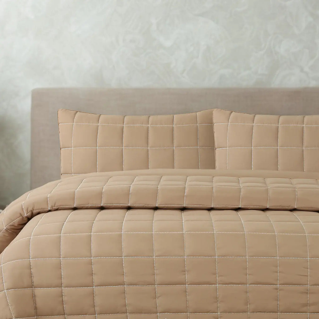 Alora Çift Kişilik Yatak Örtüsü Takımı - Kahverengi