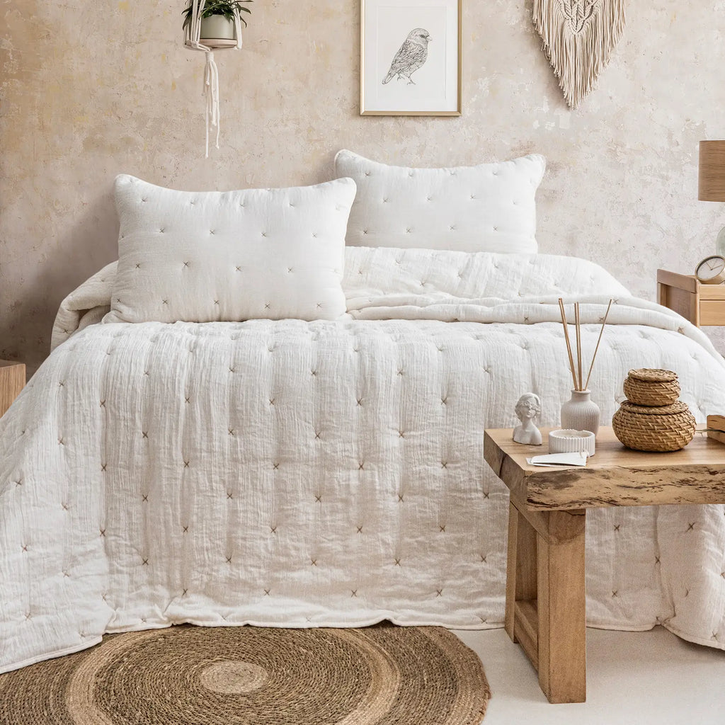 Rita Çift Kişilik Yatak Örtüsü Takımı - Krem