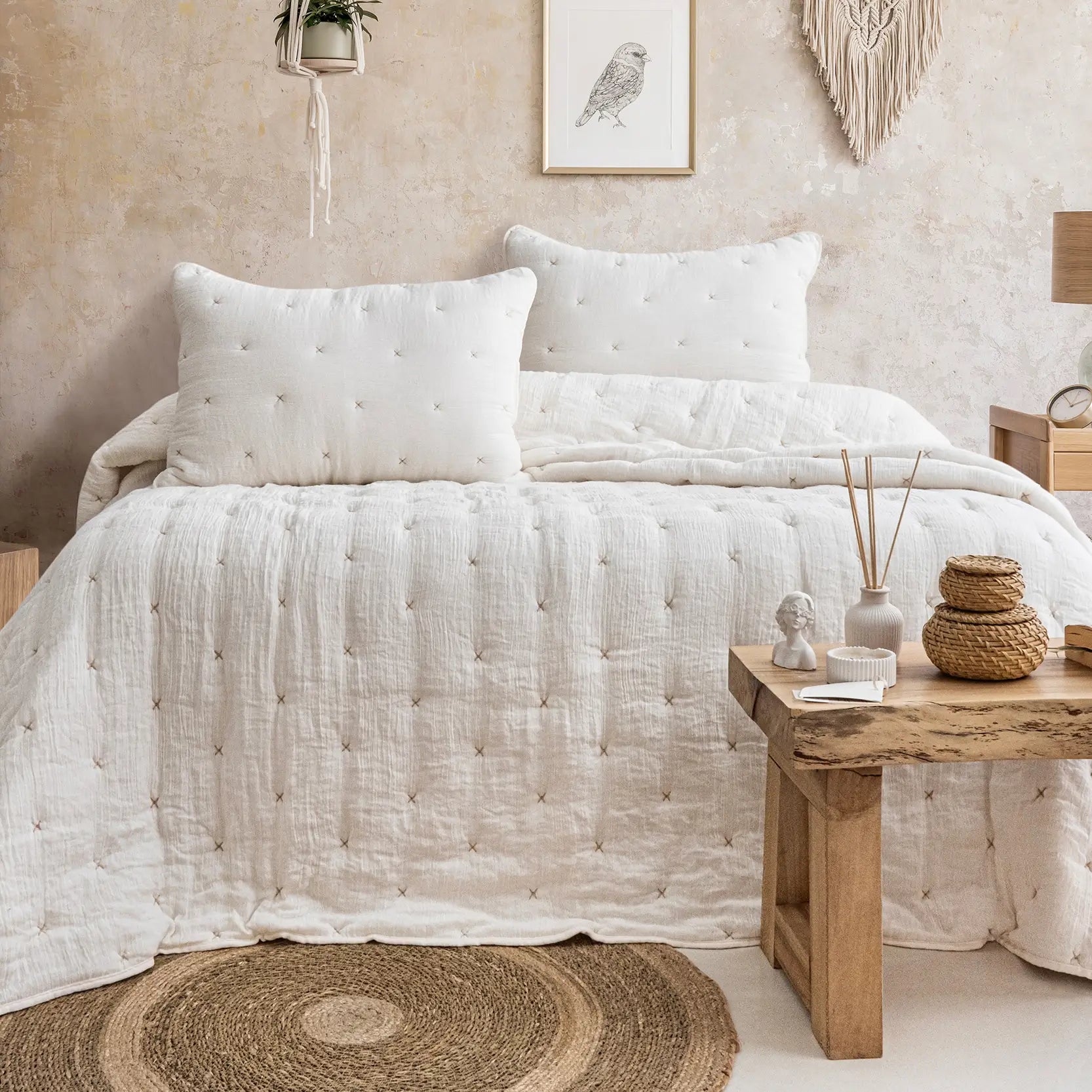 Rita Çift Kişilik Yatak Örtüsü Takımı - Krem