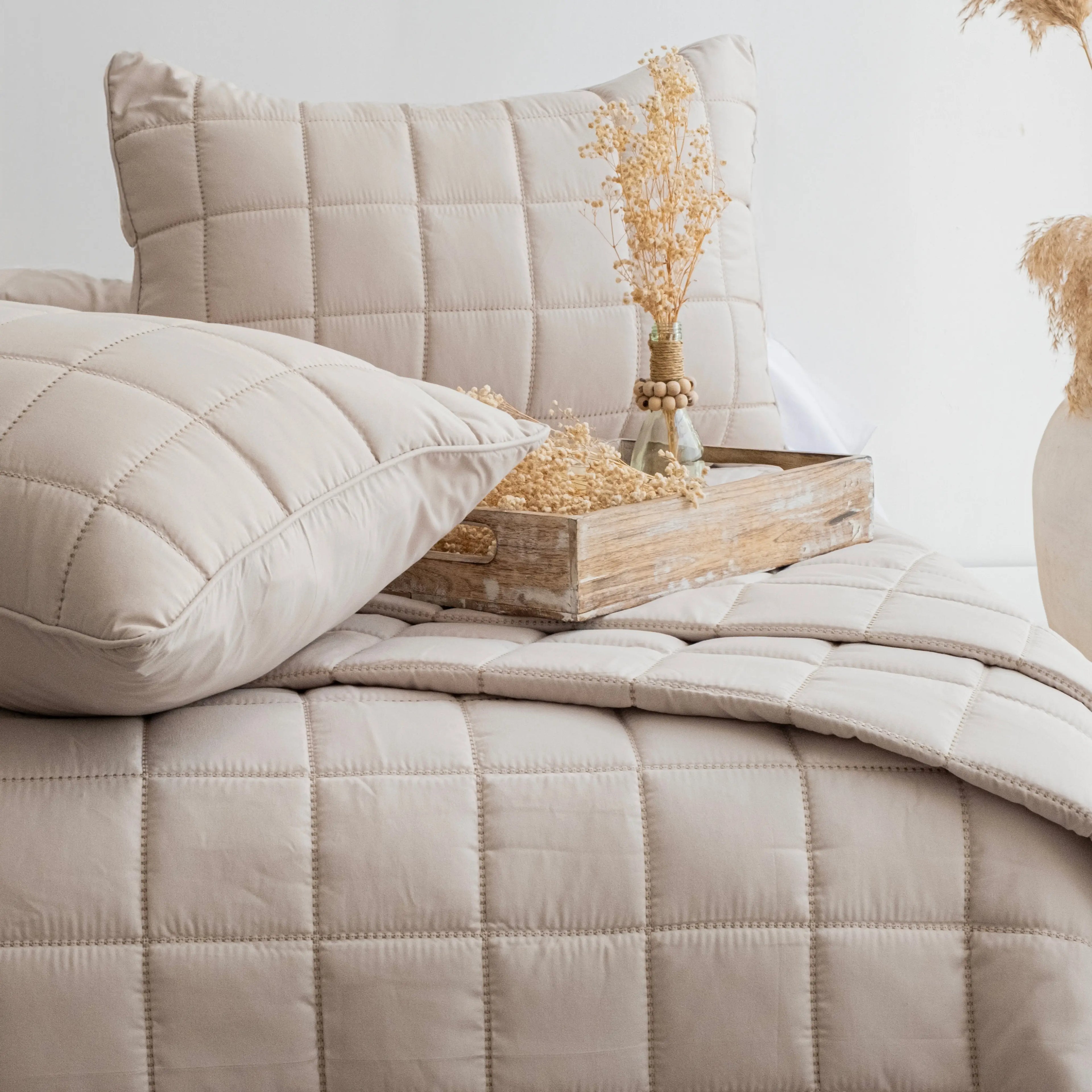 Alora Çift Kişilik Yatak Örtüsü Takımı - Ekru