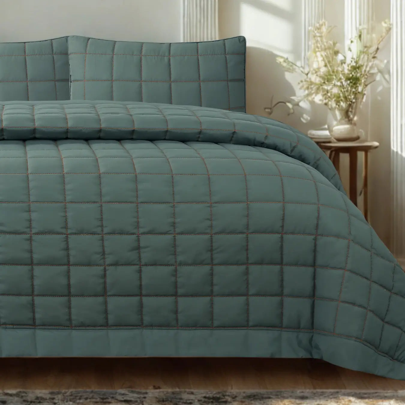 Alora Çift Kişilik Yatak Örtüsü Takımı - Yeşil