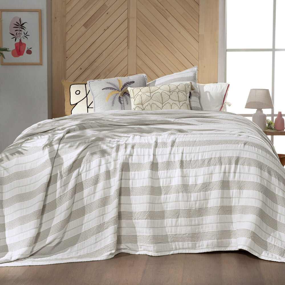 Adira Bej Yatak Örtüsü Çift Kişilik