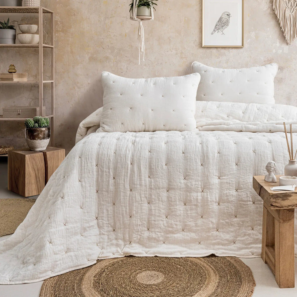 Rita Çift Kişilik Yatak Örtüsü Takımı - Krem