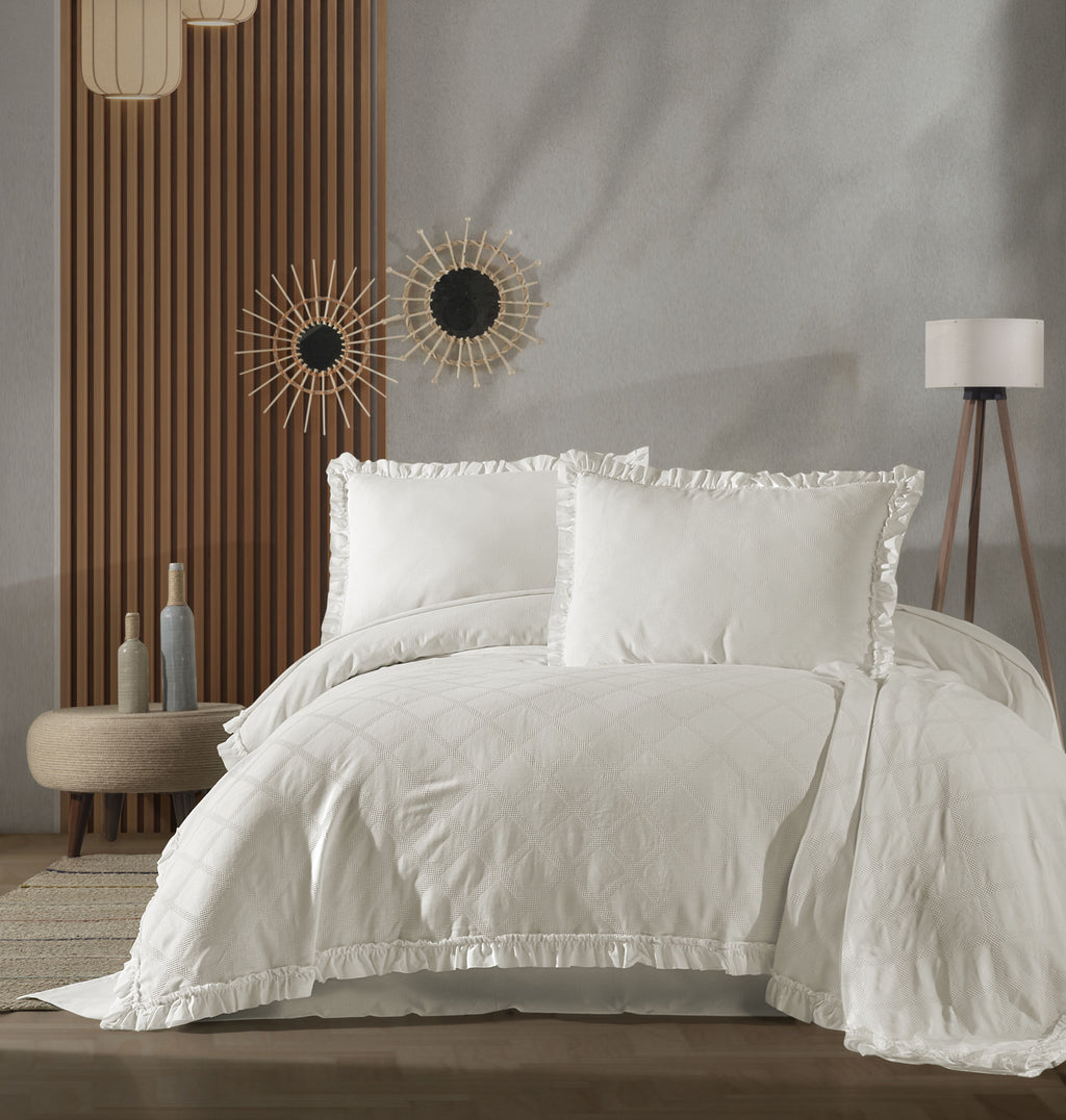 Carla Çift Kişilik Pike Takımı - Ekru