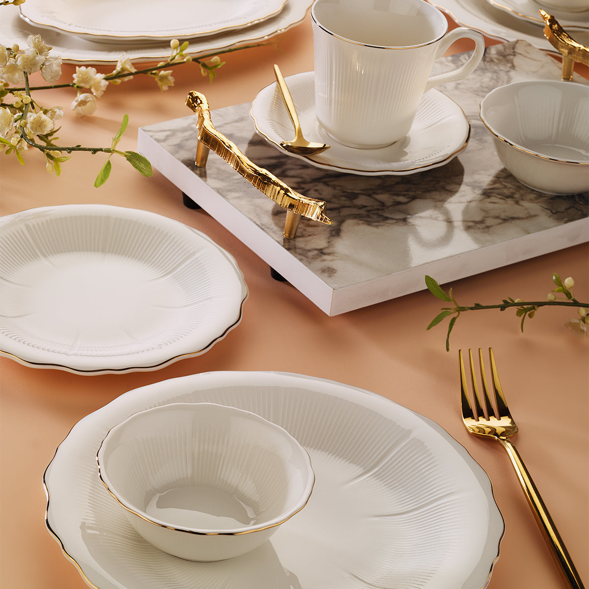 Aryıldız Kate Gold 32 Parça 6 Kişilik Kahvaltı Takımı