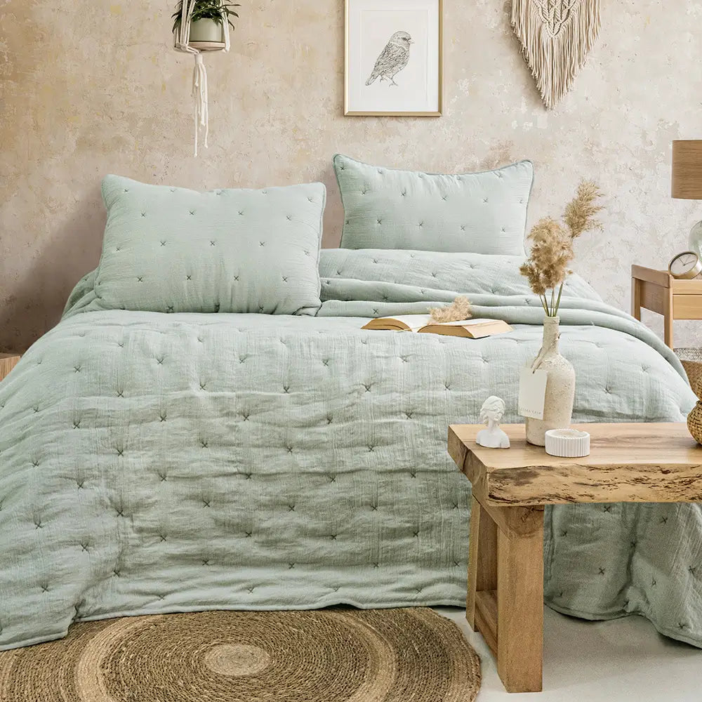 Rita Çift Kişilik Yatak Örtüsü Takımı - Mint