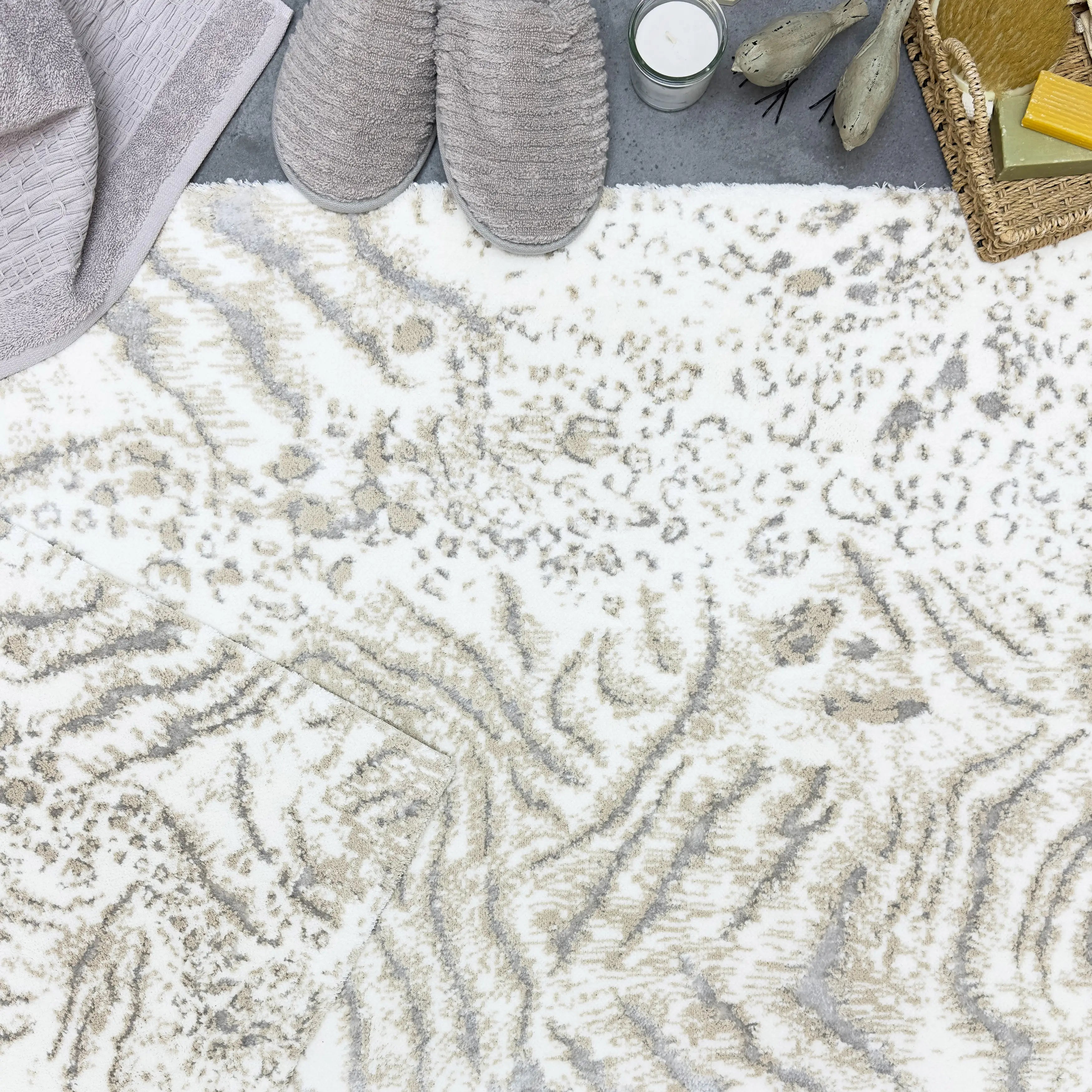 Pole 2'li Pamuk Paspas / Ekru Bej Gri