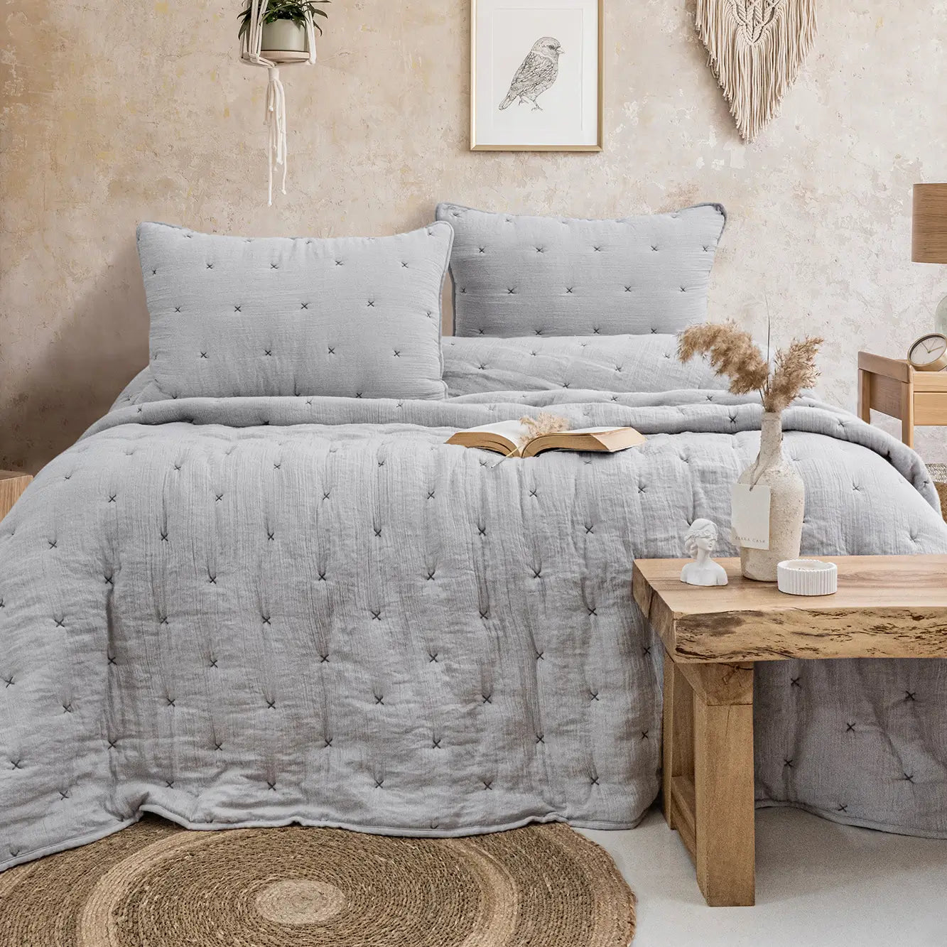 Rita Çift Kişilik Yatak Örtüsü Takımı - Gri