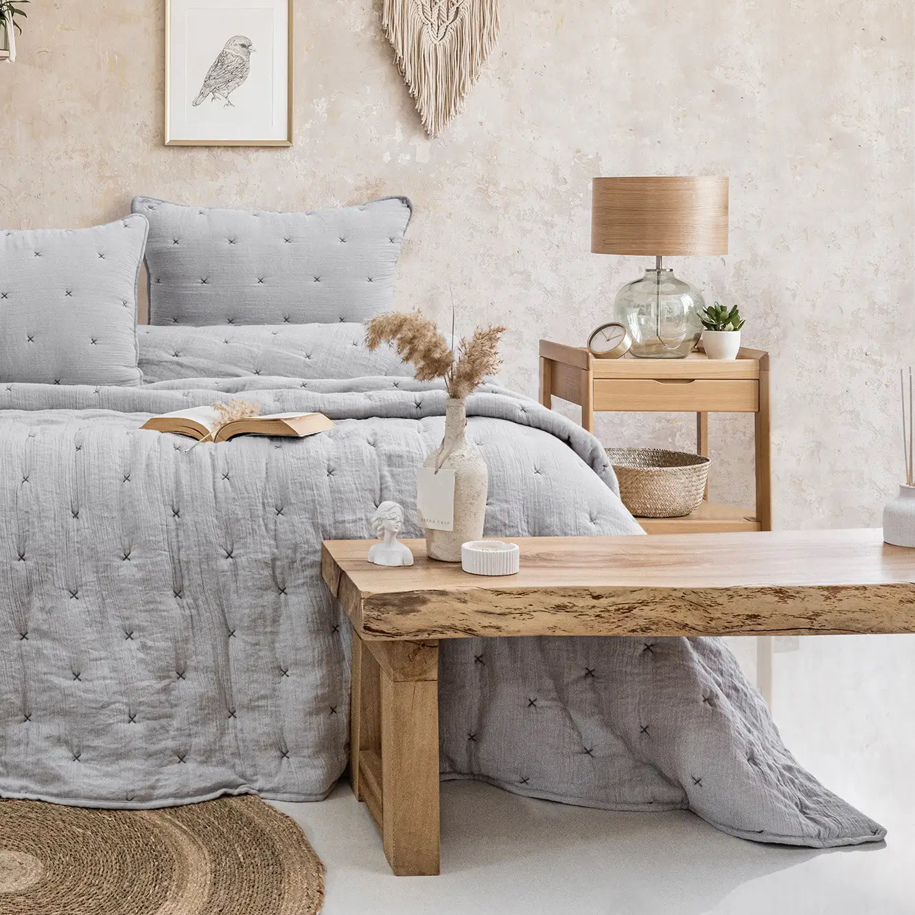 Rita Çift Kişilik Yatak Örtüsü Takımı - Gri