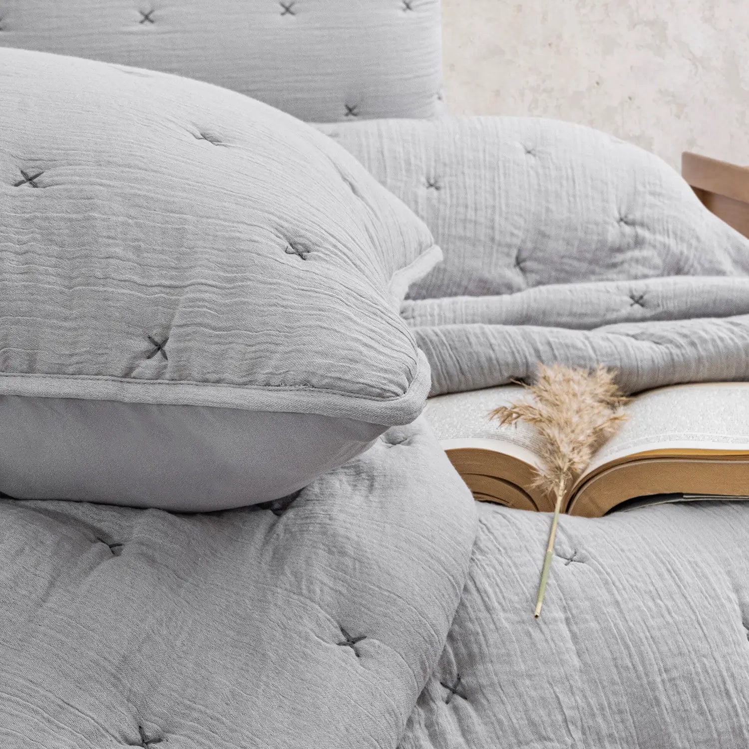 Rita Çift Kişilik Yatak Örtüsü Takımı - Gri