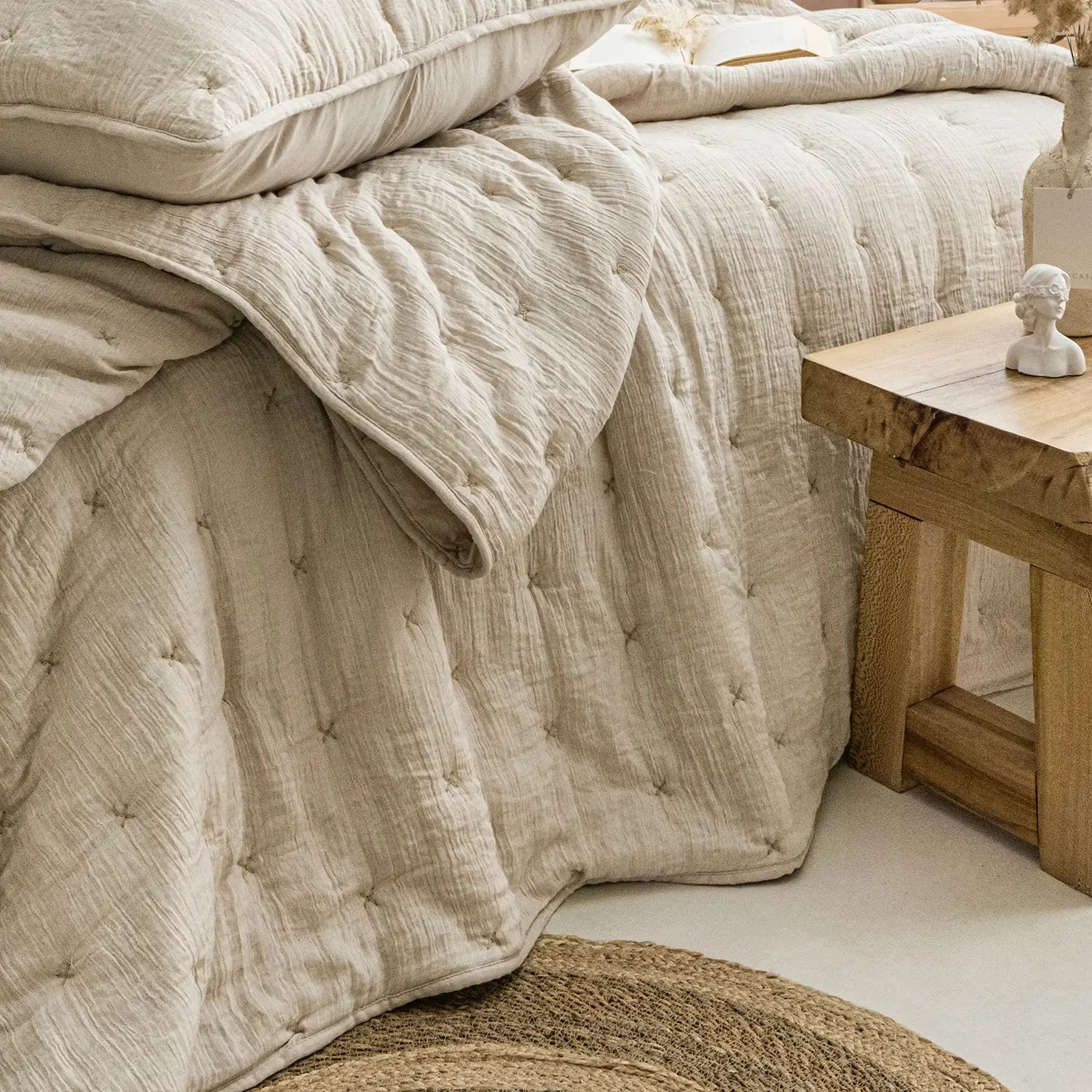 Rita Çift Kişilik Yatak Örtüsü Takımı - Bej