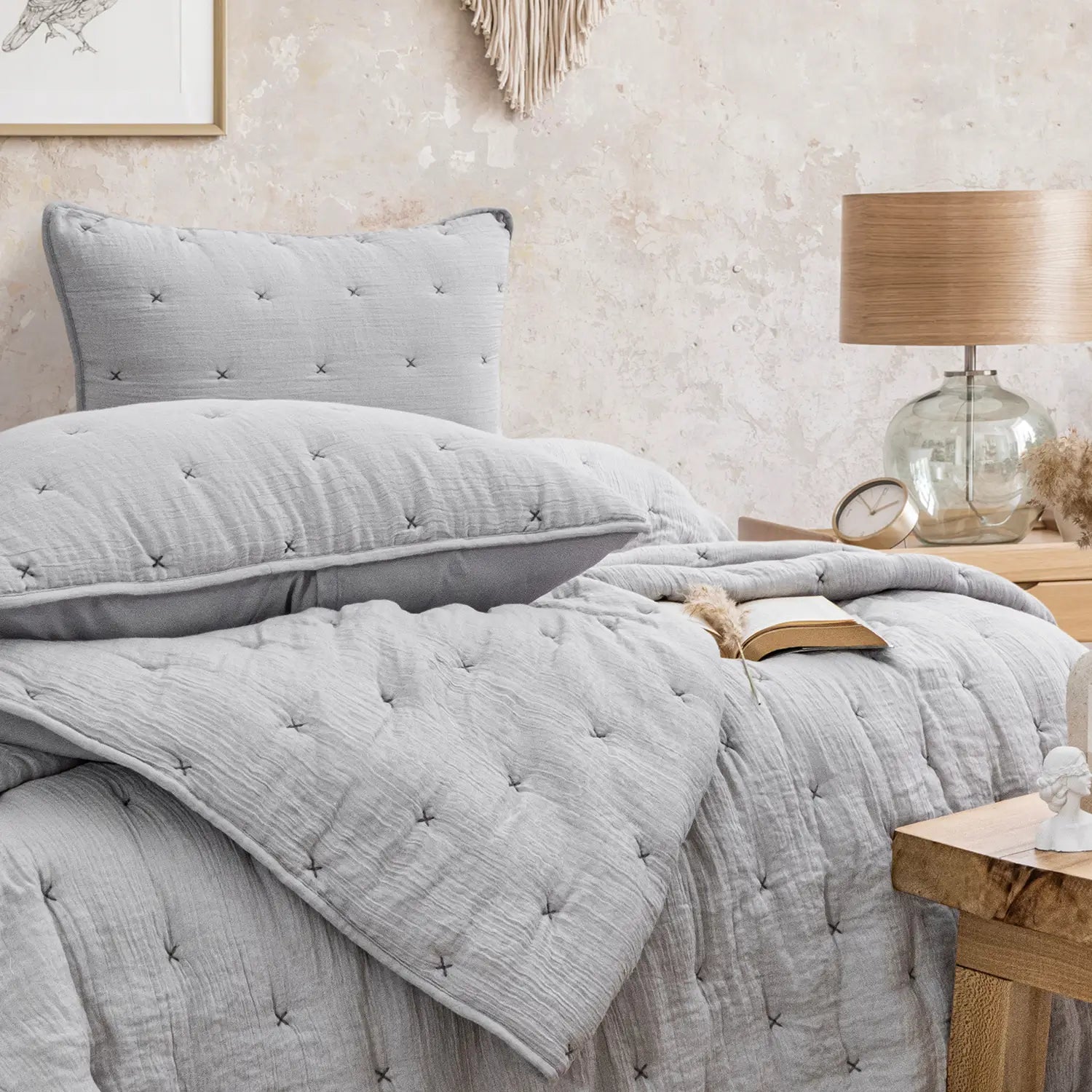 Rita Çift Kişilik Yatak Örtüsü Takımı - Gri