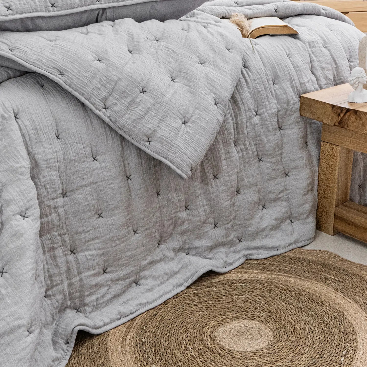 Rita Çift Kişilik Yatak Örtüsü Takımı - Gri