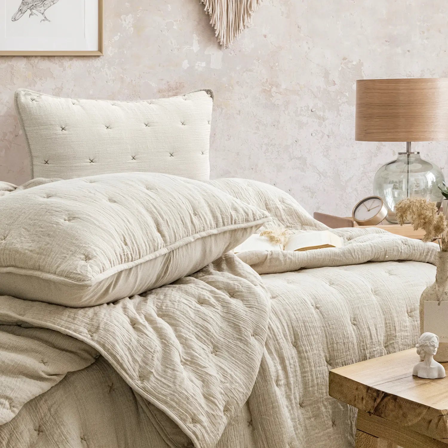 Rita Çift Kişilik Yatak Örtüsü Takımı - Bej