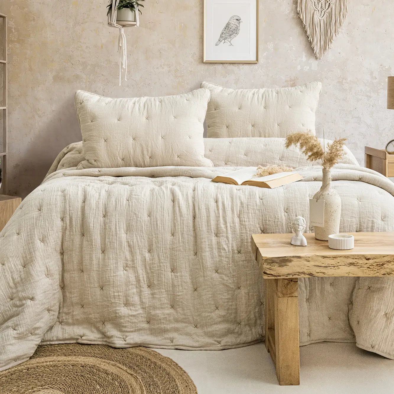 Rita Çift Kişilik Yatak Örtüsü Takımı - Bej